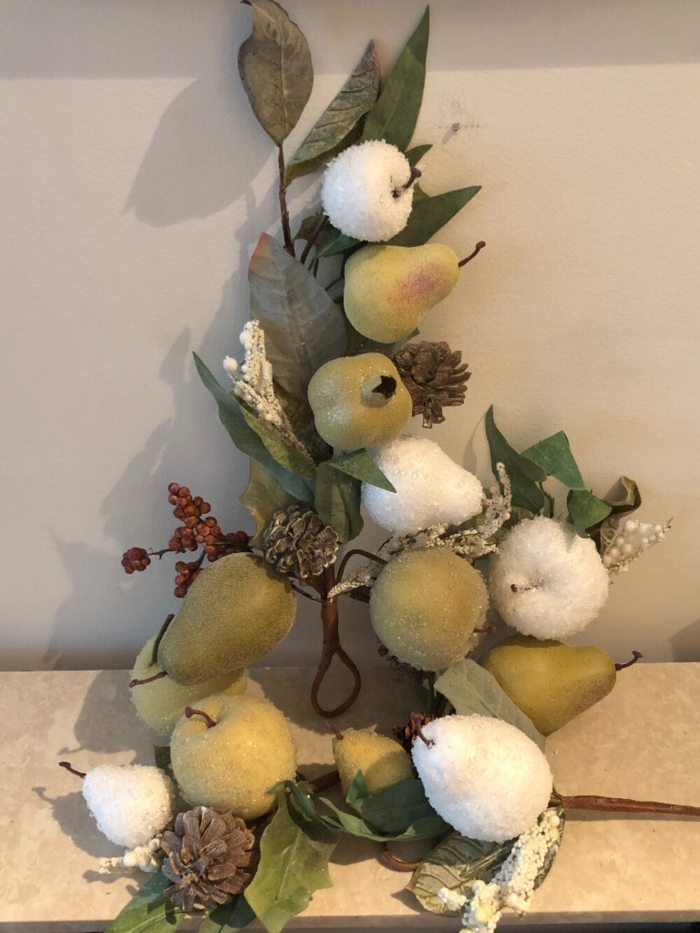 Faux Frosted Pears Apples Fruit Holiday Christmas Seasonal Sprays for Garland